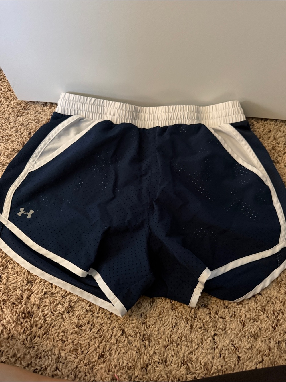 Under Armour Women's Navy and White Athletic Running Shorts
